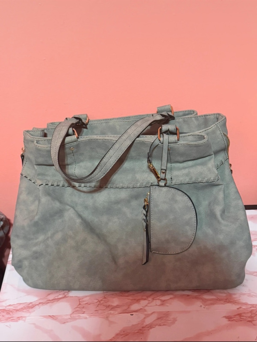 Classic Everyday Tote in Sage Green with Coin Pouch